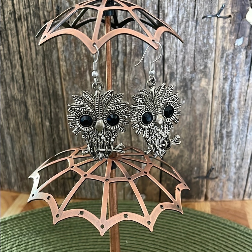 Funky Metal Owl Earrings with Intricate Design & Detailing |Gothic Charm |Dangle